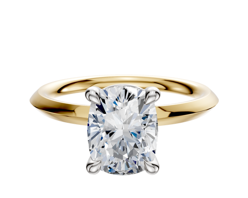 18K Two Tone 4 Prong Basket Classic Knife Edge 2.0mm Engagement Ring