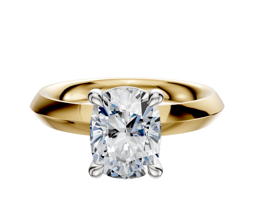 14K Two Tone 4 Prong Basket Classic Knife Edge 3.0mm Engagement Ring