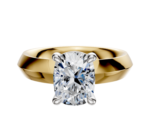 18K Two Tone 4 Prong Basket Classic Knife Edge 4.0mm Engagement Ring
