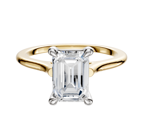 18K Two Tone 4 Prong Basket Cathedral Dome 1.5mm Engagement Ring
