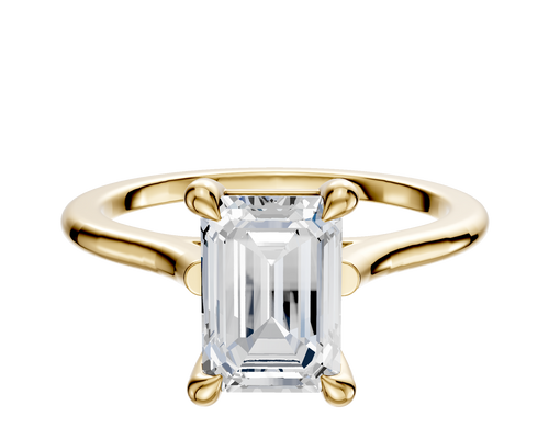 14K Yellow Gold 4 Prong Basket Cathedral Dome 1.5mm Engagement Ring