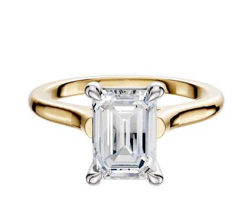 18K Two Tone 4 Prong Basket Cathedral Dome 2.0mm Engagement Ring