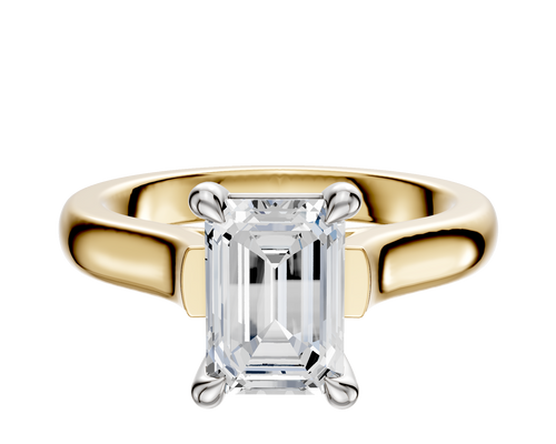 18K Two Tone 4 Prong Basket Cathedral Dome 3.0mm Engagement Ring