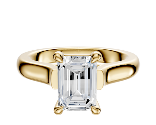 14K Yellow Gold 4 Prong Basket Cathedral Dome 3.0mm Engagement Ring