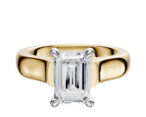 18K Two Tone 4 Prong Basket Cathedral Dome 4.0mm Engagement Ring