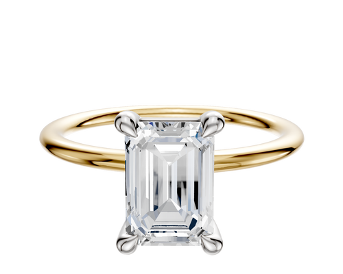 18K Two Tone 4 Prong Basket Classic Dome 1.5mm Engagement Ring