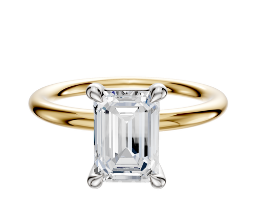 18K Two Tone 4 Prong Basket Classic Dome 2.0mm Engagement Ring