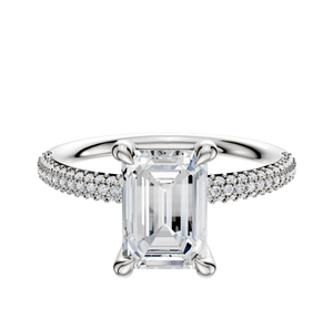 Platinum 4 Prong Basket Classic Dome 3-Row-Pave 2.0mm Engagement Ring