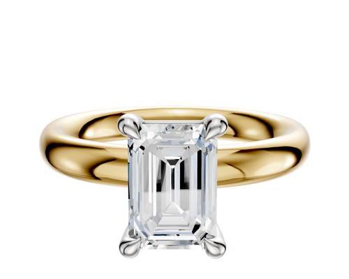 14K Two Tone 4 Prong Basket Classic Dome 3.0mm Engagement Ring