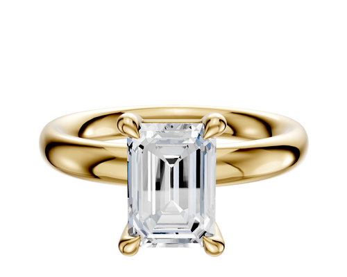 14K Yellow Gold 4 Prong Basket Classic Dome 3.0mm Engagement Ring