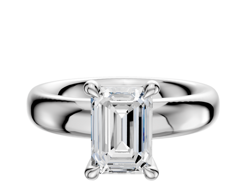 18K White Gold 4 Prong Basket Classic Dome 4.0mm Engagement Ring