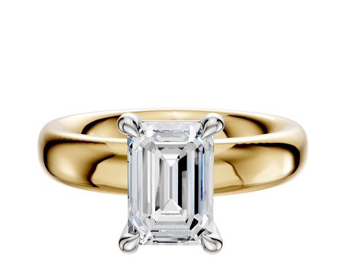 18K Two Tone 4 Prong Basket Classic Dome 4.0mm Engagement Ring