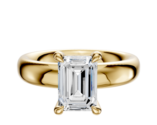 14K Yellow Gold 4 Prong Basket Classic Dome 4.0mm Engagement Ring
