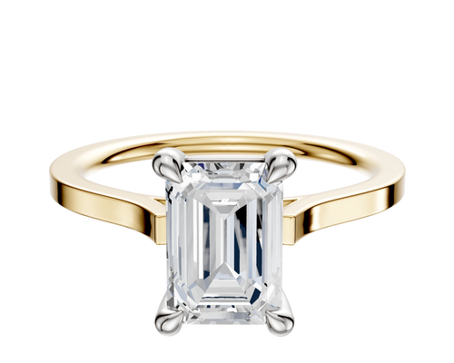 14K Two Tone 4 Prong Basket Cathedral Flat 1.5mm Engagement Ring