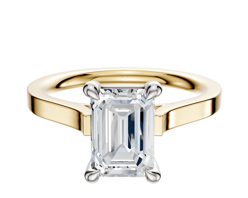 14K Two Tone 4 Prong Basket Cathedral Flat 2.0mm Engagement Ring
