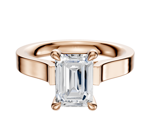 14K Rose Gold 4 Prong Basket Cathedral Flat 3.0mm Engagement Ring