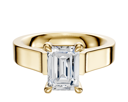 14K Yellow Gold 4 Prong Basket Cathedral Flat 4.0mm Engagement Ring