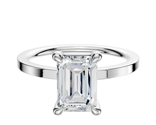 14K White Gold 4 Prong Basket Classic Flat 1.5mm Engagement Ring