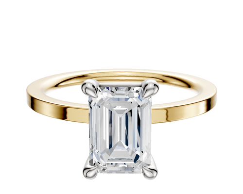 14K Two Tone 4 Prong Basket Classic Flat 1.5mm Engagement Ring