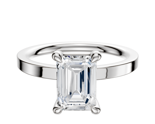 18K White Gold 4 Prong Basket Classic Flat 2.0mm Engagement Ring