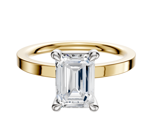 14K Two Tone 4 Prong Basket Classic Flat 2.0mm Engagement Ring