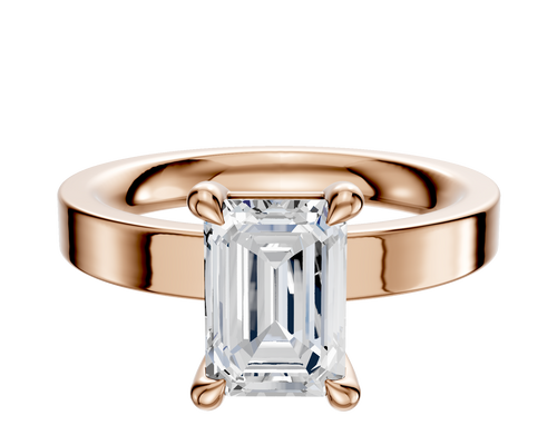 18K Rose Gold 4 Prong Basket Classic Flat 3.0mm Engagement Ring