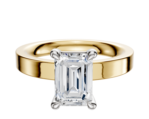 14K Two Tone 4 Prong Basket Classic Flat 3.0mm Engagement Ring