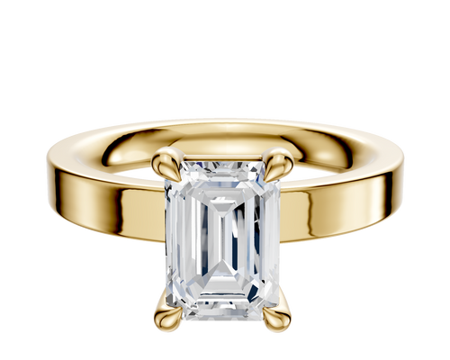 14K Yellow Gold 4 Prong Basket Classic Flat 3.0mm Engagement Ring