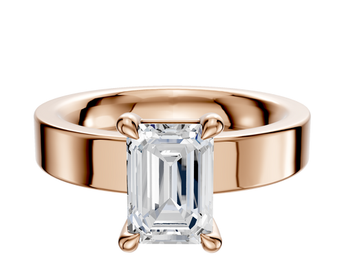 18K Rose Gold 4 Prong Basket Classic Flat 4.0mm Engagement Ring