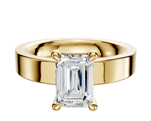 18K Yellow Gold 4 Prong Basket Classic Flat 4.0mm Engagement Ring