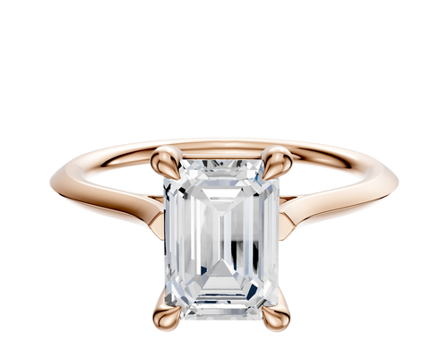 14K Rose Gold 4 Prong Basket Cathedral Knife Edge 1.5mm Engagement Ring