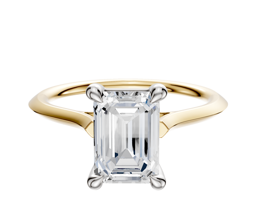 18K Two Tone 4 Prong Basket Cathedral Knife Edge 1.5mm Engagement Ring