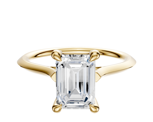 14K Yellow Gold 4 Prong Basket Cathedral Knife Edge 1.5mm Engagement Ring
