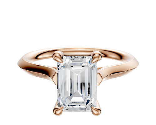 14K Rose Gold 4 Prong Basket Cathedral Knife Edge 2.0mm Engagement Ring