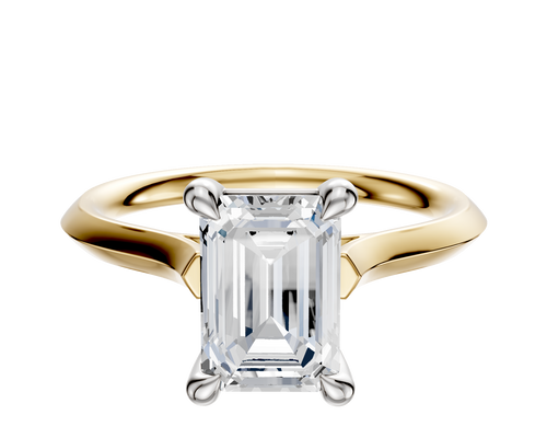 14K Two Tone 4 Prong Basket Cathedral Knife Edge 2.0mm Engagement Ring