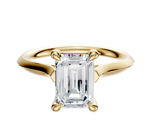14K Yellow Gold 4 Prong Basket Cathedral Knife Edge 2.0mm Engagement Ring