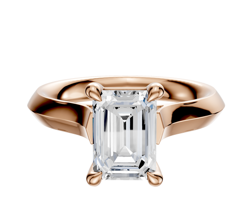 18K Rose Gold 4 Prong Basket Cathedral Knife Edge 3.0mm Engagement Ring