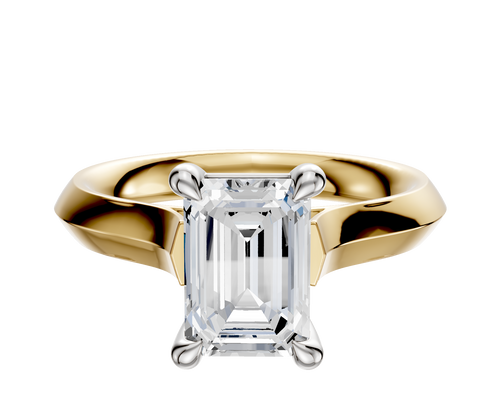 18K Two Tone 4 Prong Basket Cathedral Knife Edge 3.0mm Engagement Ring