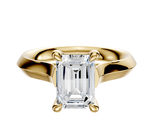 18K Yellow Gold 4 Prong Basket Cathedral Knife Edge 3.0mm Engagement Ring