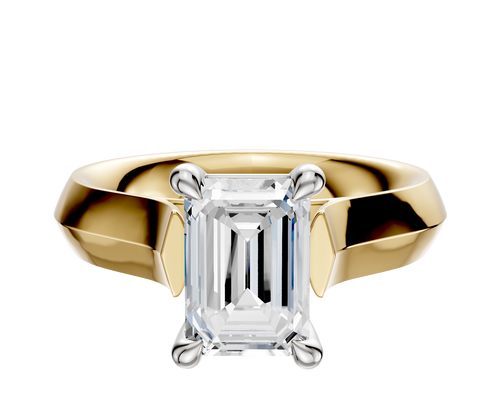 14K Two Tone 4 Prong Basket Cathedral Knife Edge 4.0mm Engagement Ring
