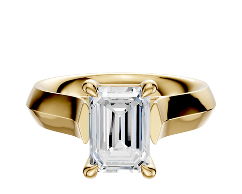18K Yellow Gold 4 Prong Basket Cathedral Knife Edge 4.0mm Engagement Ring