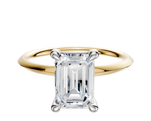 18K Two Tone 4 Prong Basket Classic Knife Edge 1.5mm Engagement Ring