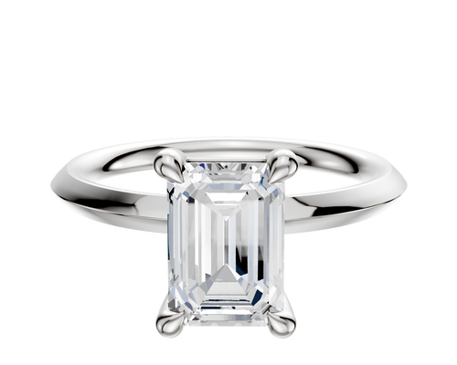 14K White Gold 4 Prong Basket Classic Knife Edge 2.0mm Engagement Ring