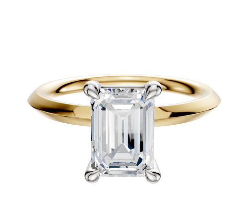 14K Two Tone 4 Prong Basket Classic Knife Edge 2.0mm Engagement Ring