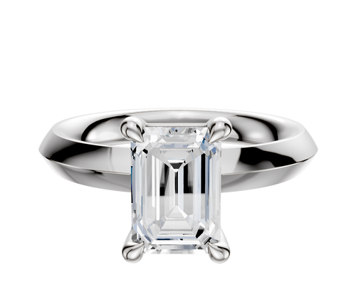 14K White Gold 4 Prong Basket Classic Knife Edge 3.0mm Engagement Ring