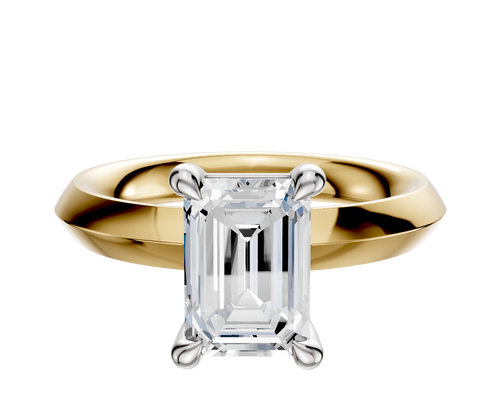 18K Two Tone 4 Prong Basket Classic Knife Edge 3.0mm Engagement Ring