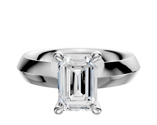 14K White Gold 4 Prong Basket Classic Knife Edge 4.0mm Engagement Ring