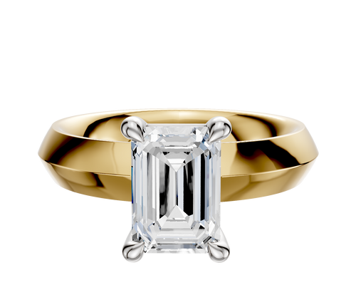 18K Two Tone 4 Prong Basket Classic Knife Edge 4.0mm Engagement Ring