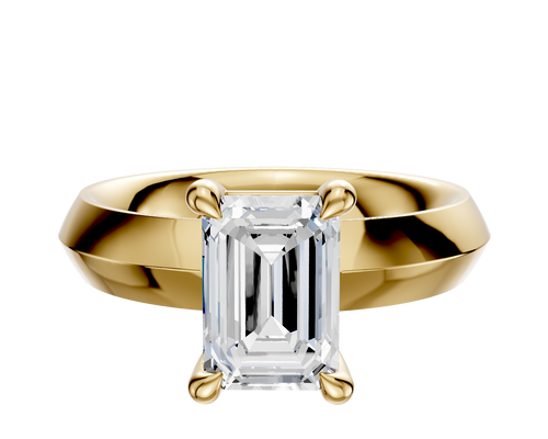 14K Yellow Gold 4 Prong Basket Classic Knife Edge 4.0mm Engagement Ring
