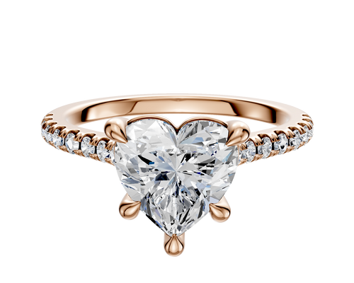 18K Rose Gold 4 Prong Basket Cathedral Dome 1-Row-Pave 2.5mm Engagement Ring